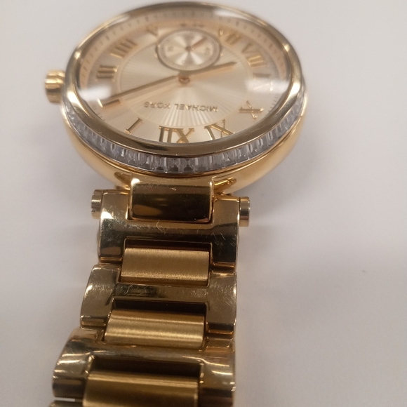 MICHAEL KORS SKYLAR CHAMPAGNE DIAL GOLD-TONE CRYSTALS LADIES WATCH MK5867 NO BOX - Picture 7 of 9